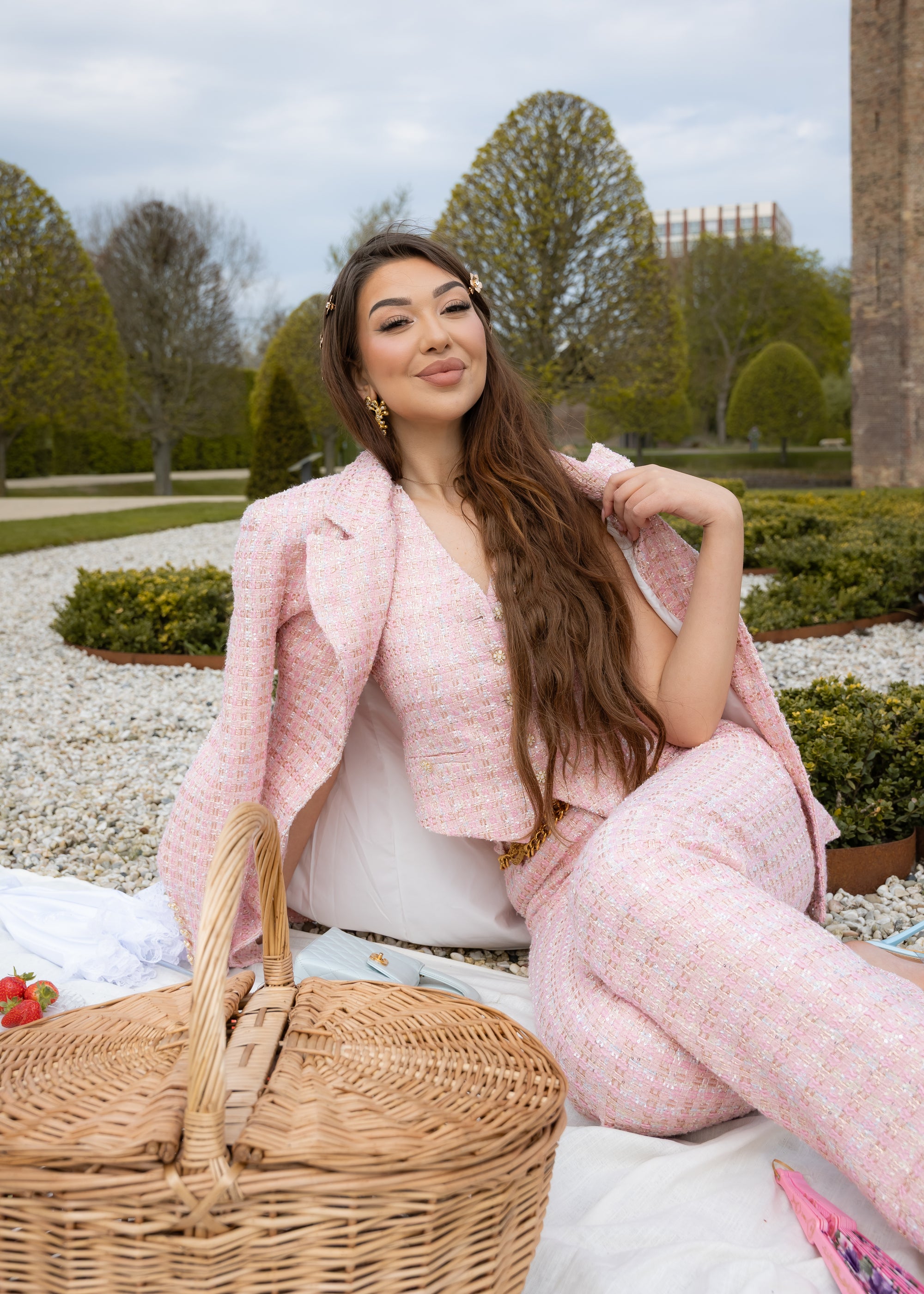 Sophia straight leg tweed pants