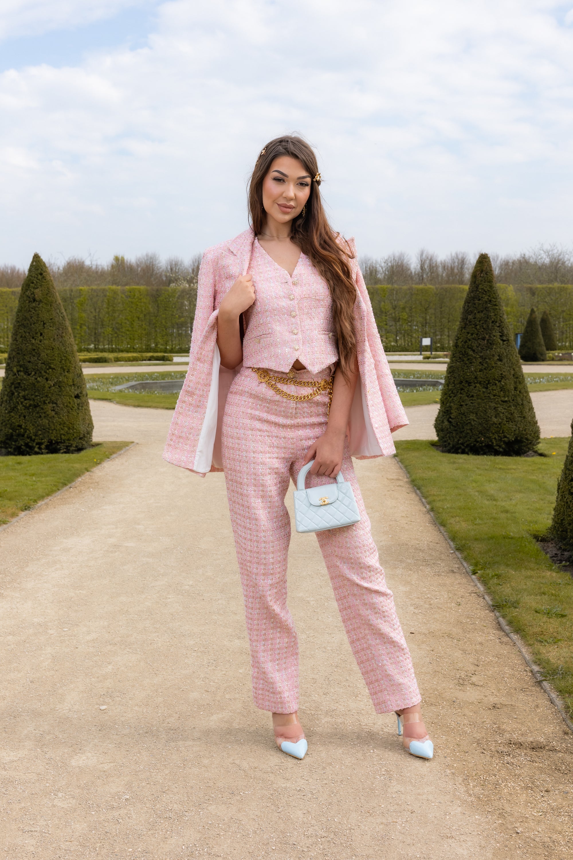 Sophia straight leg tweed pants