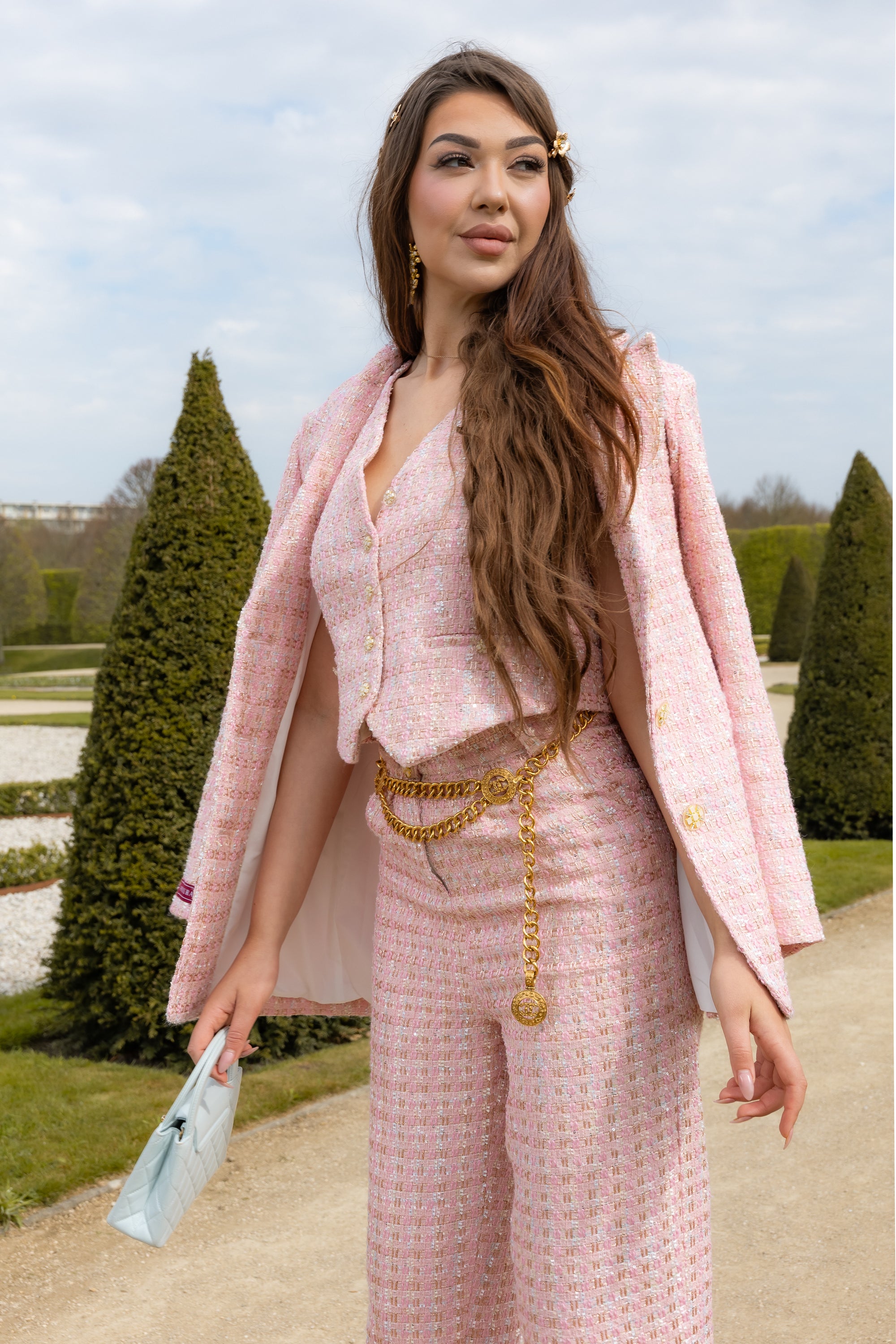 Sophia straight leg tweed pants