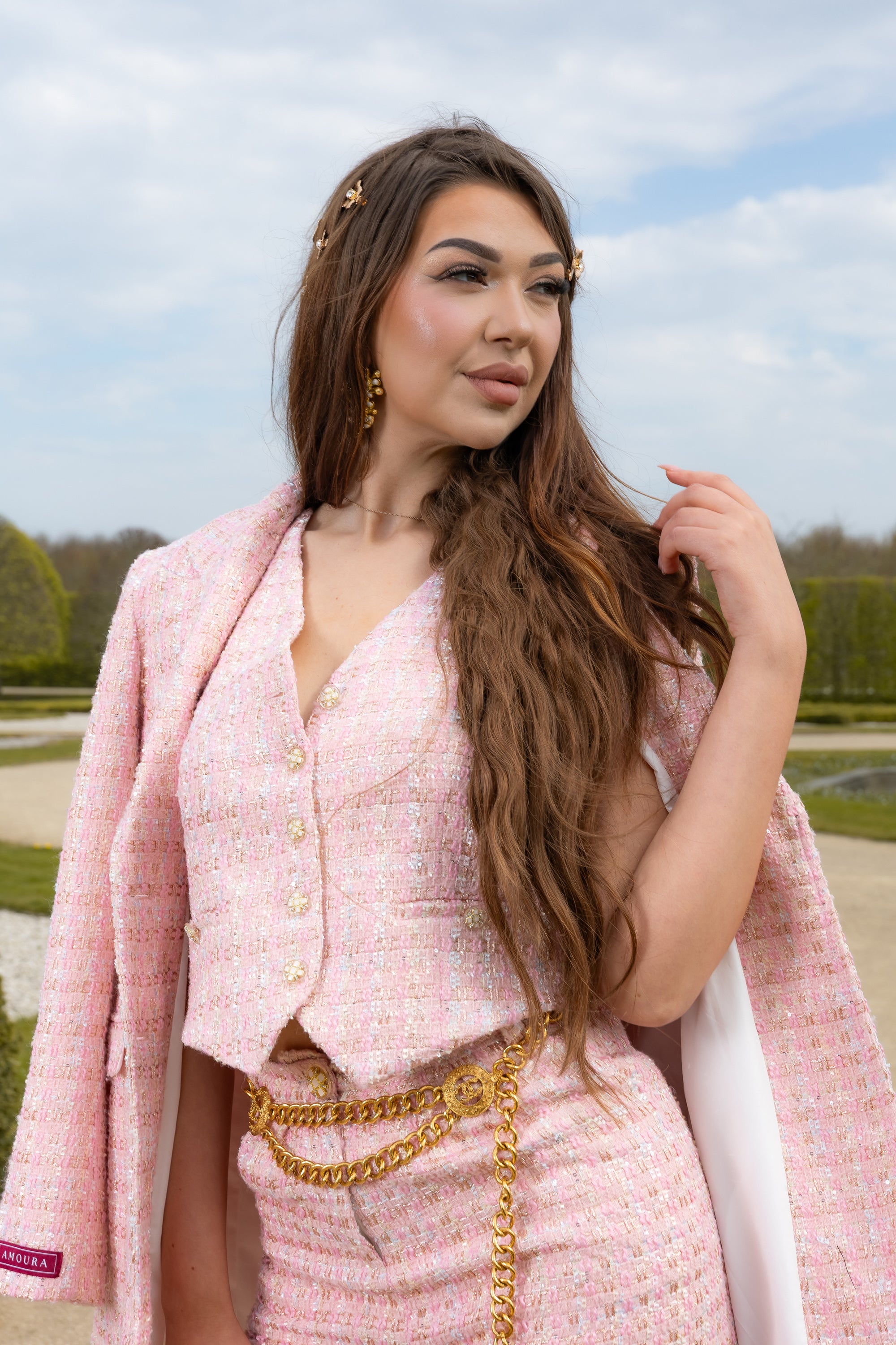 Sophia straight leg tweed pants