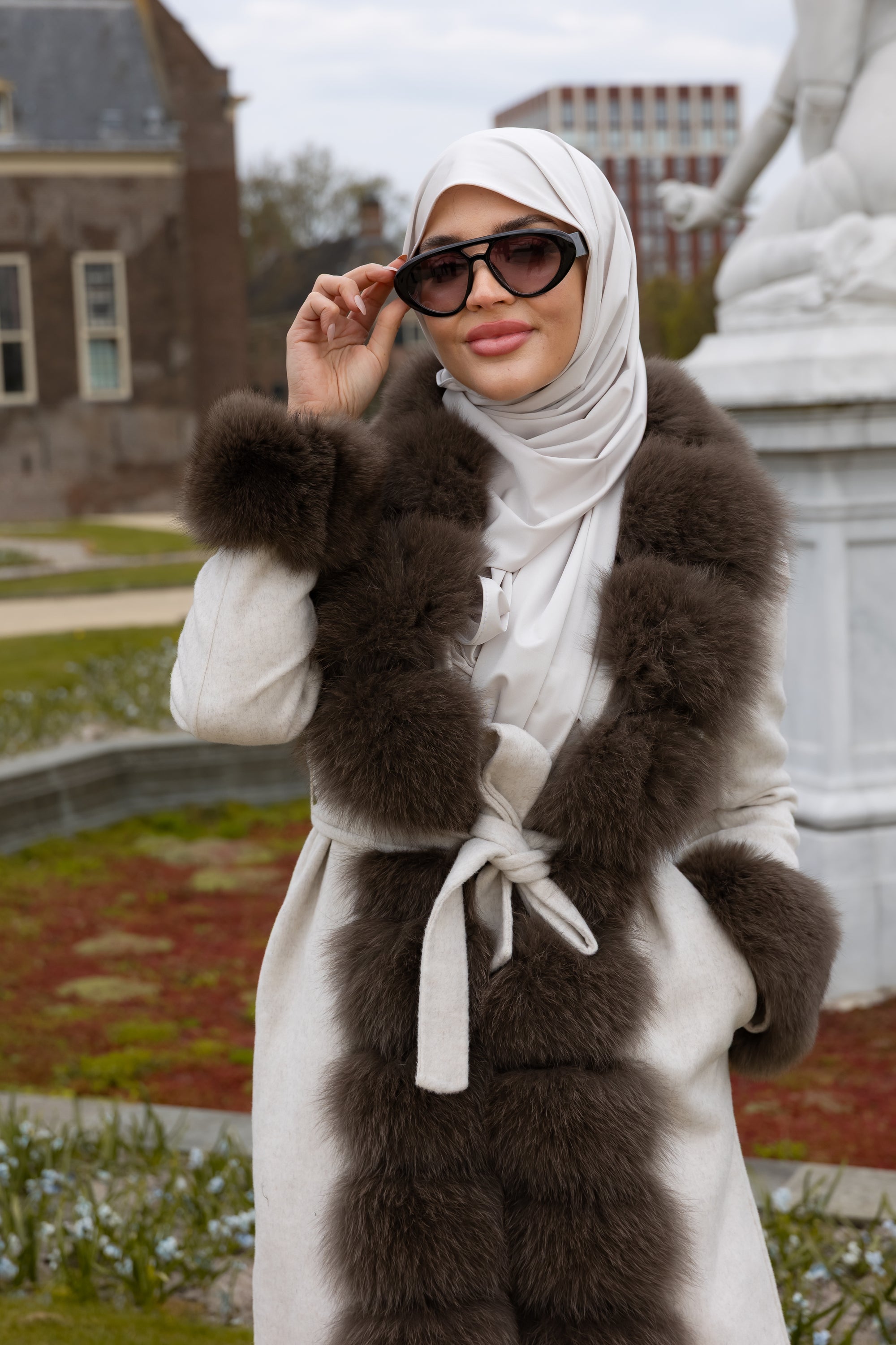 Elsa fur trim coat