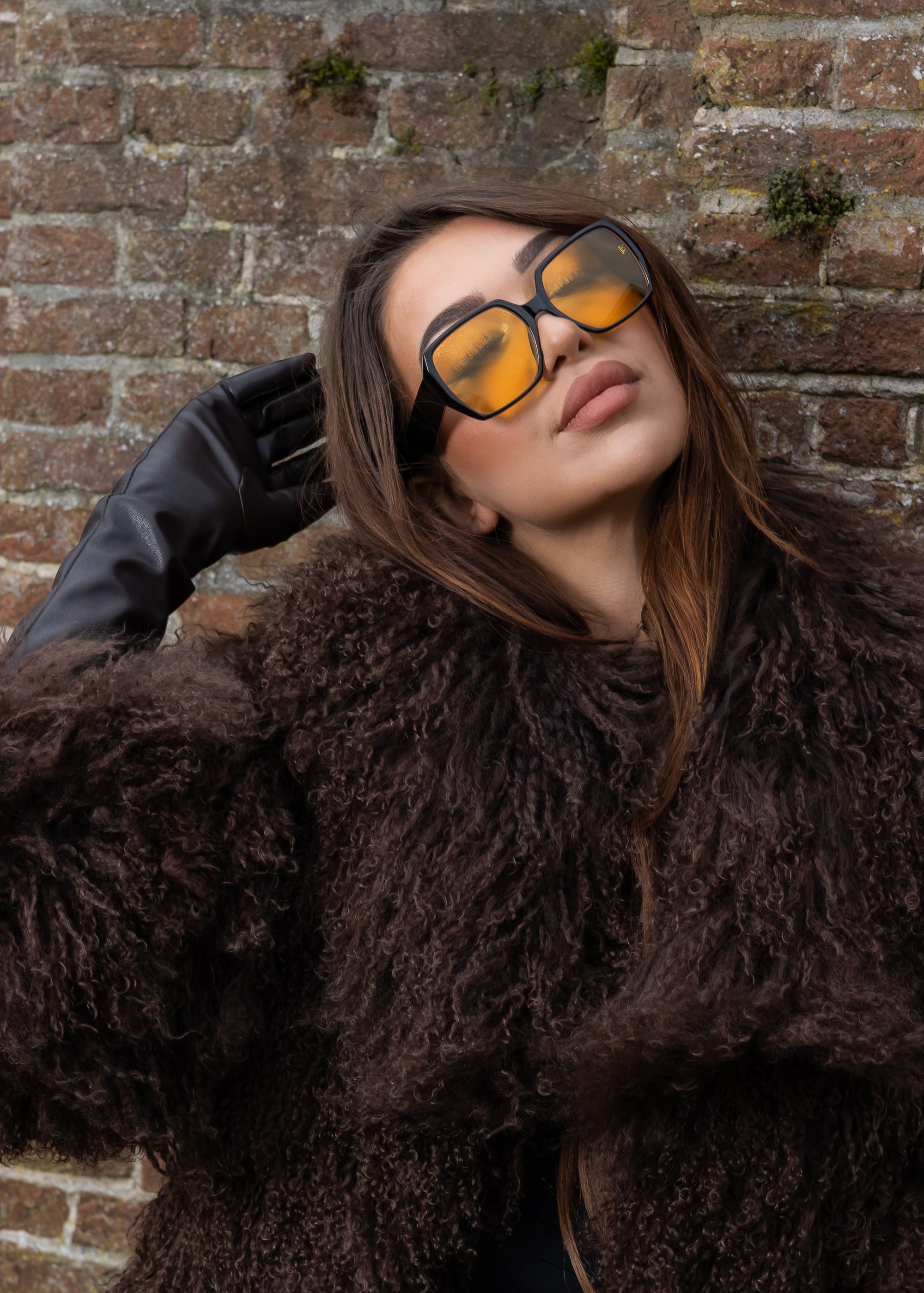 Sienna Mongolian Lamb fur coat rich brown